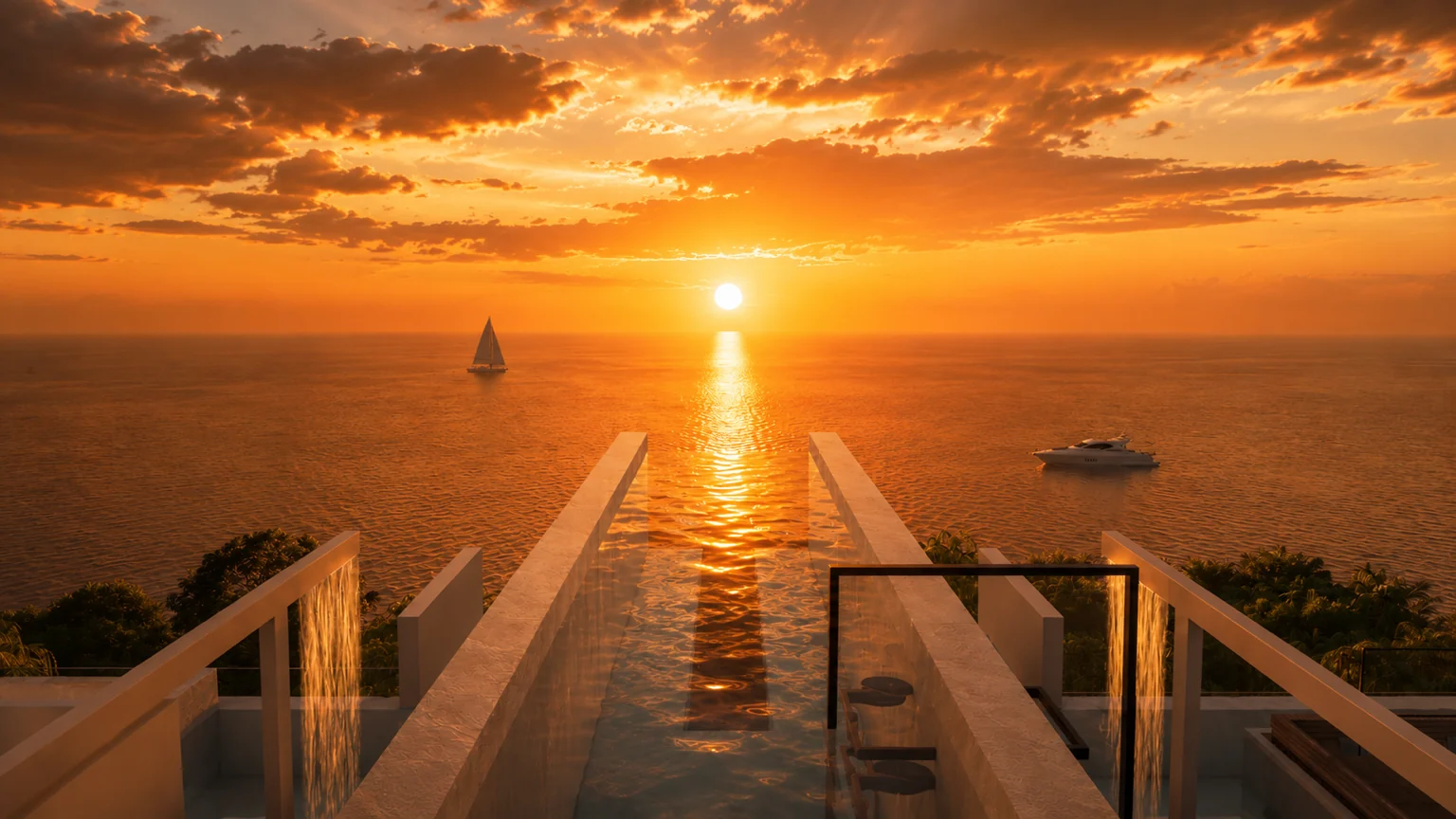 Muelle y atardecer en Cozumel
